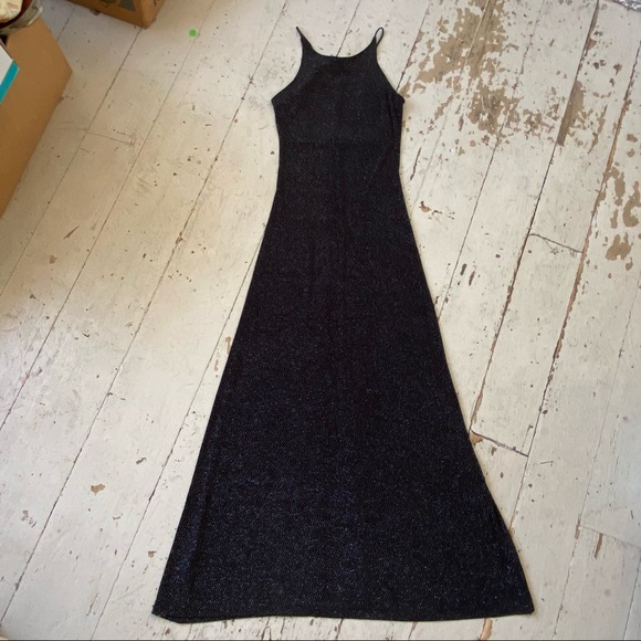 Vintage Erica Michelle Ltd Black Sparkly Maxi Dress - Picture 6 of 9